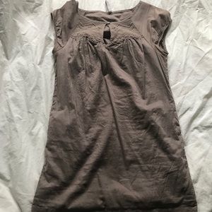 Cotton Taupe Shift Dress